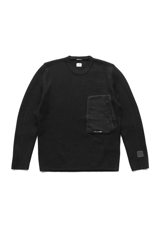 C.P. COMPANY - EXTRA FINE MERINO WOOL JUMPER - BLACK