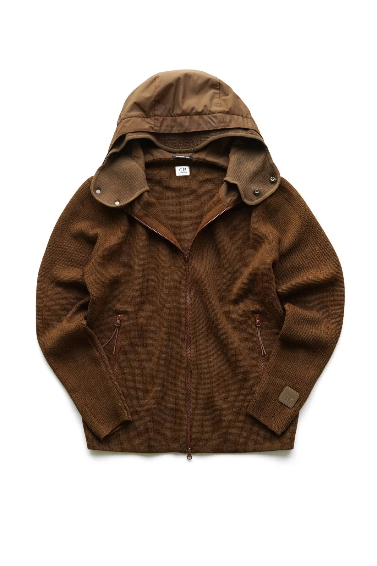 C.P. COMPANY - EXTRA FINE MERINO WOOL HOOD JUMPER - PARTRIDGE BROWN