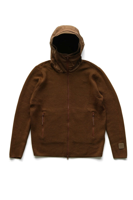 C.P. COMPANY - EXTRA FINE MERINO WOOL HOOD JUMPER - PARTRIDGE BROWN