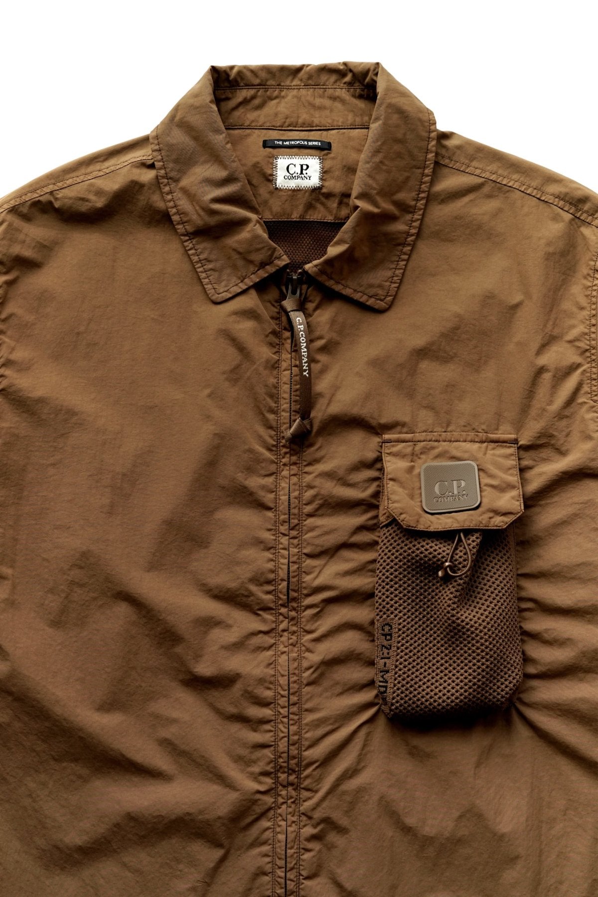 C.P. COMPANY - MICROREPS DIAMOND PEACH SHIRT - PARTRIDGE BROWN