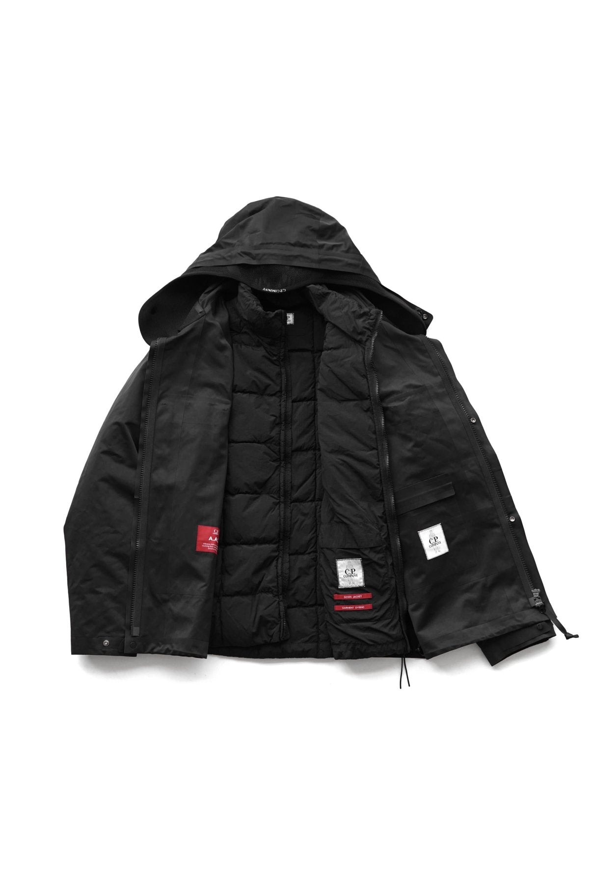 C.P. COMPANY - A.A.C. HOODED DOWN JACKET - BLACK