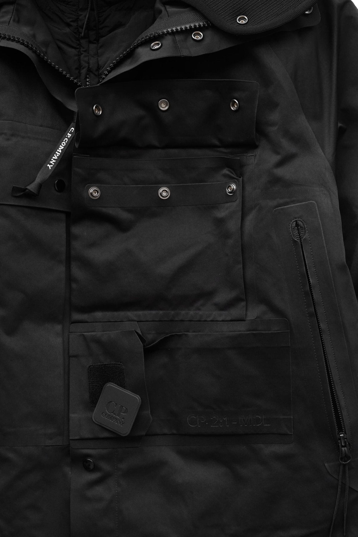 C.P. COMPANY - A.A.C. HOODED DOWN JACKET - BLACK