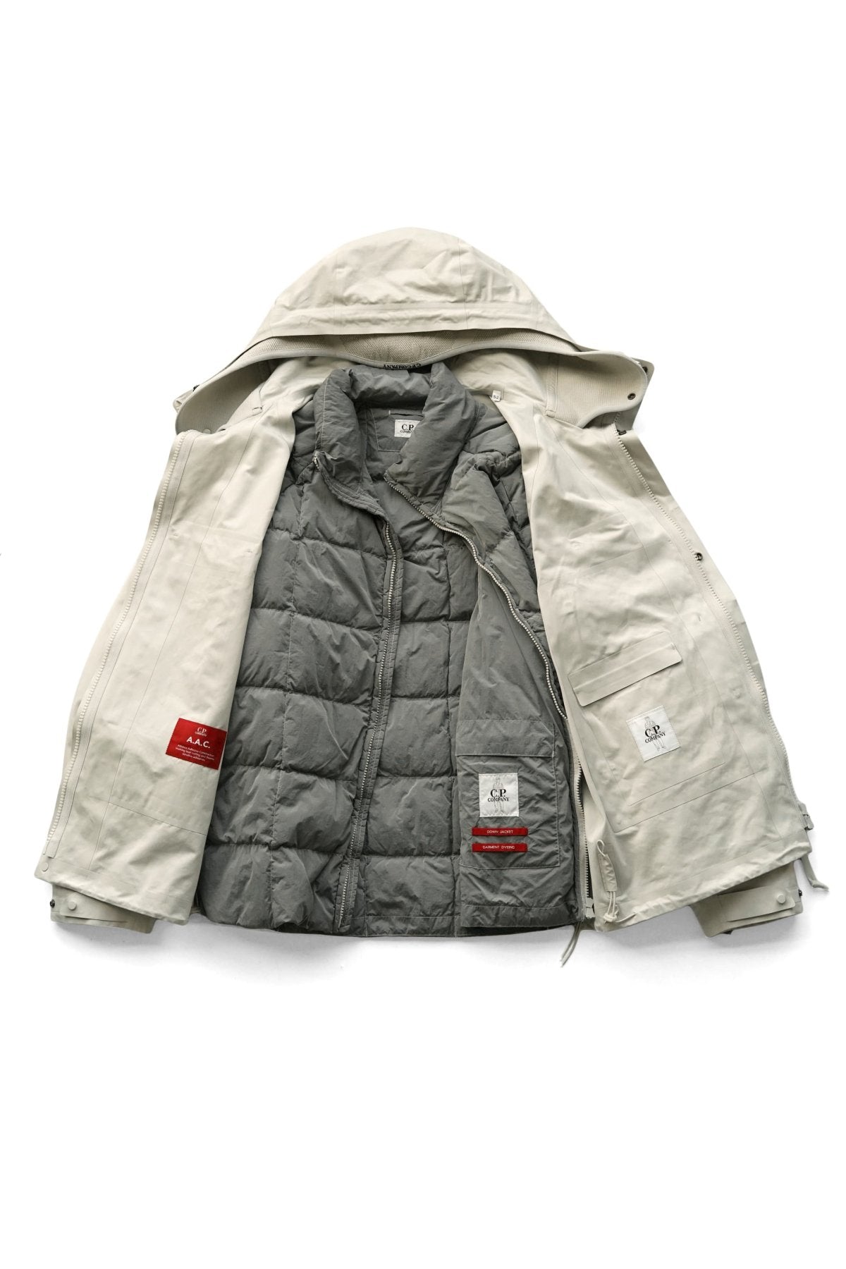 C.P. COMPANY - A.A.C. HOODED DOWN JACKET - PELLICAN