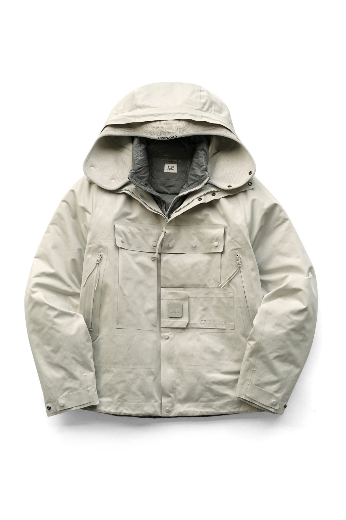 C.P. COMPANY - A.A.C. HOODED DOWN JACKET - PELLICAN