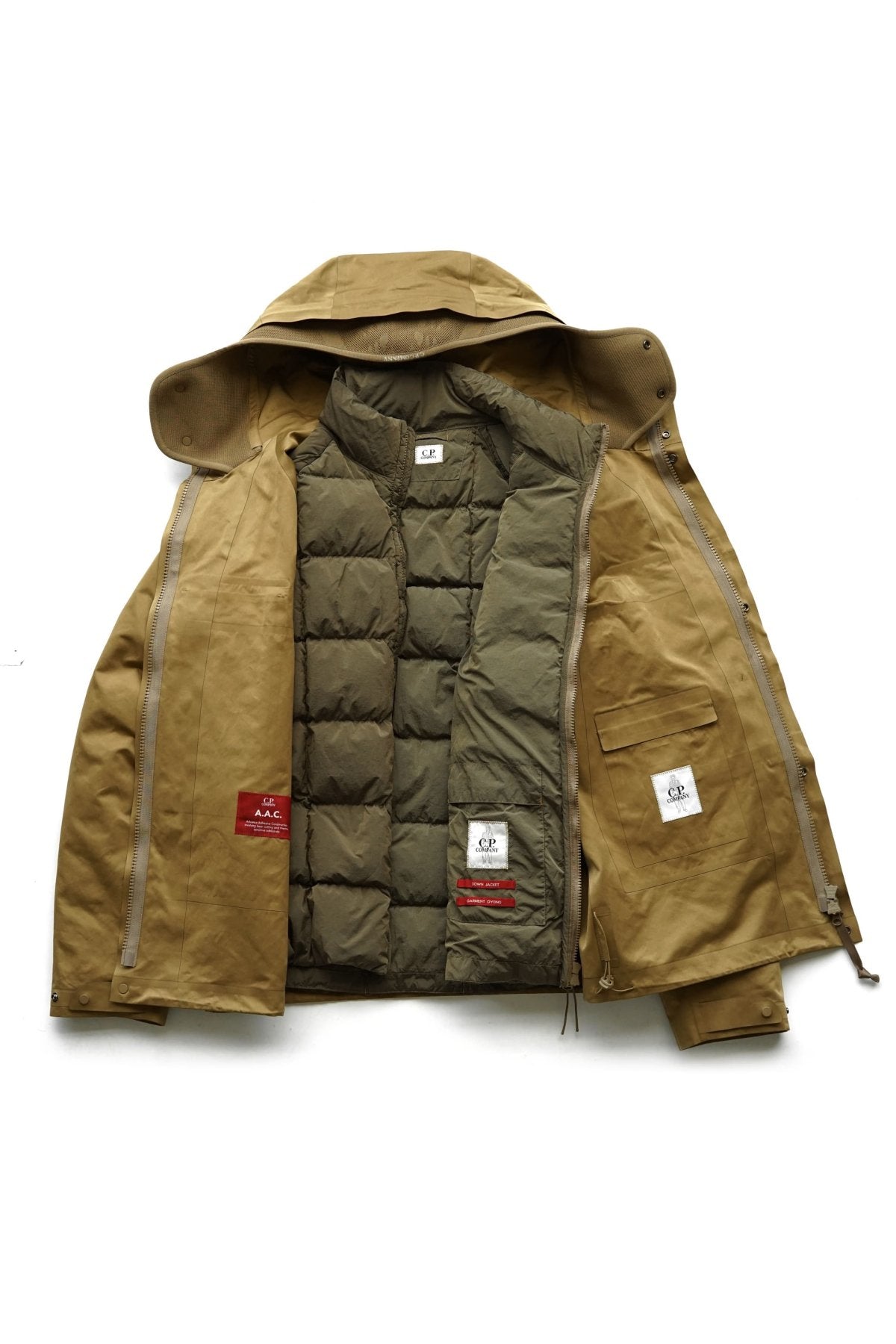 C.P. COMPANY - A.A.C. HOODED DOWN JACKET - CUMIN