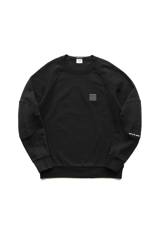 C.P. COMPANY - DIAGONAL RAISED FLEECE SWEATSHIRT - BLACK