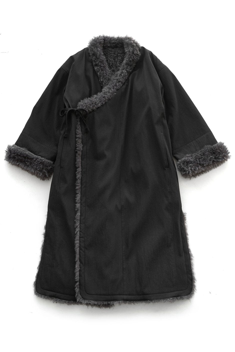 WRYHT- REVERSIVLE NOMADIC WRAP COAT - BLACK