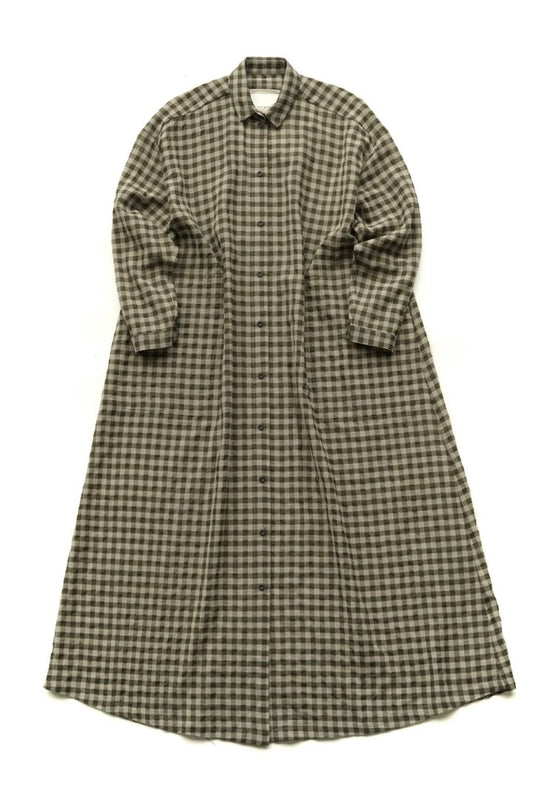 toogood ★★★ - EXCLUSIVE THE DRAUGHTSMAN DRESS - WOOL COTTON CHECK - FIR