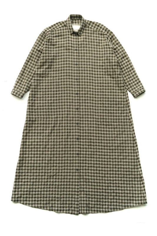 toogood ★★★ - EXCLUSIVE THE DRAUGHTSMAN DRESS - WOOL COTTON CHECK - FIR