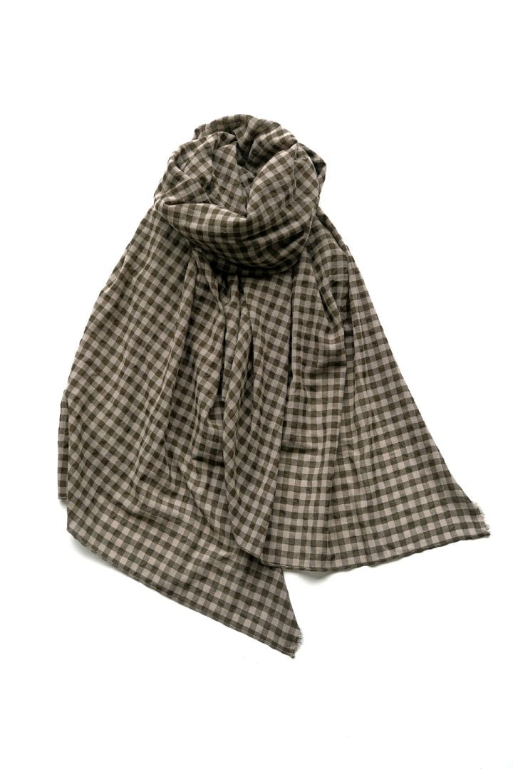 toogood ★★★ - EXCLUSIVE THE EXPLORER SCARF - WOOL COTTON CHECK - FIR