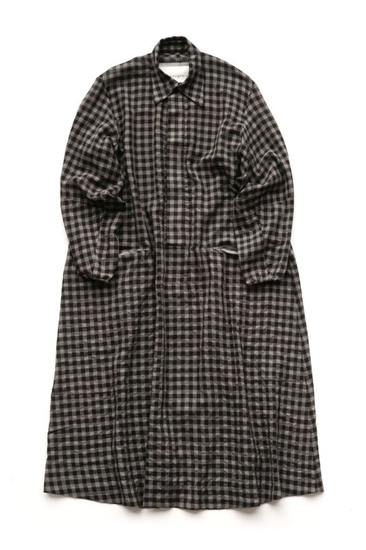 toogood - THE HOUSEKEEPER DRESS - WOOL COTTON CHECK - SMOKE