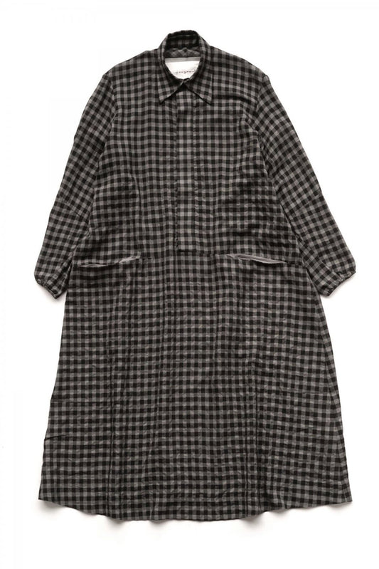 toogood - THE HOUSEKEEPER DRESS - WOOL COTTON CHECK - SMOKE