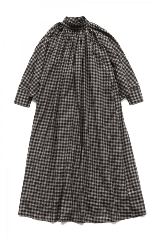 toogood - THE FALCONER DRESS -  WOOL COTTON CHECK - SMOKE