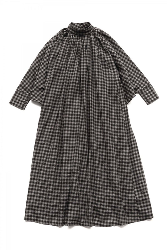 toogood - THE FALCONER DRESS -  WOOL COTTON CHECK - SMOKE