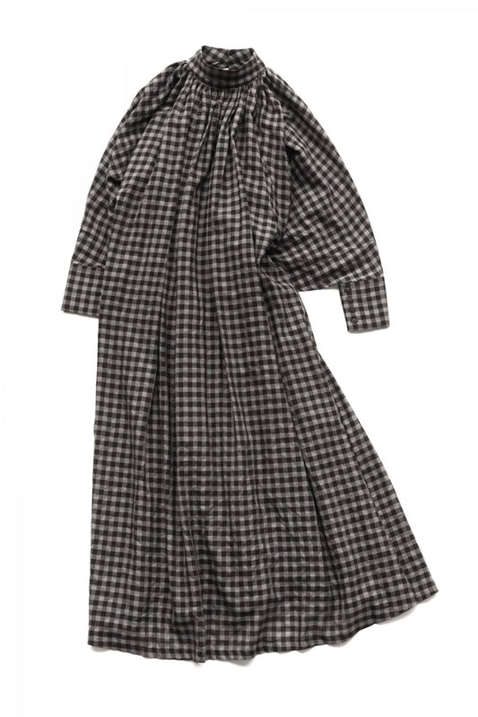 toogood - THE FALCONER DRESS -  WOOL COTTON CHECK - SMOKE