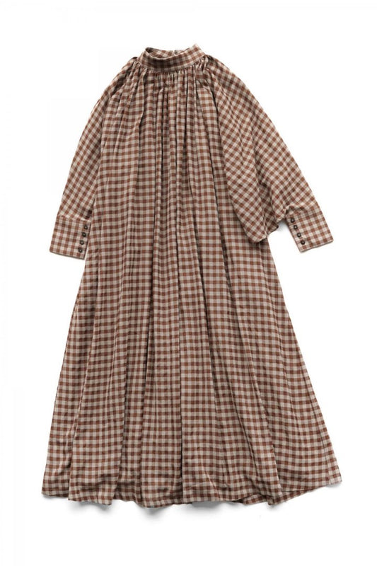 toogood - THE FALCONER DRESS -  WOOL COTTON CHECK - TAWNY