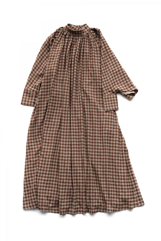 toogood - THE FALCONER DRESS -  WOOL COTTON CHECK - TAWNY