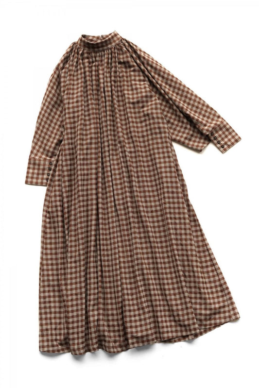 toogood - THE FALCONER DRESS -  WOOL COTTON CHECK - TAWNY