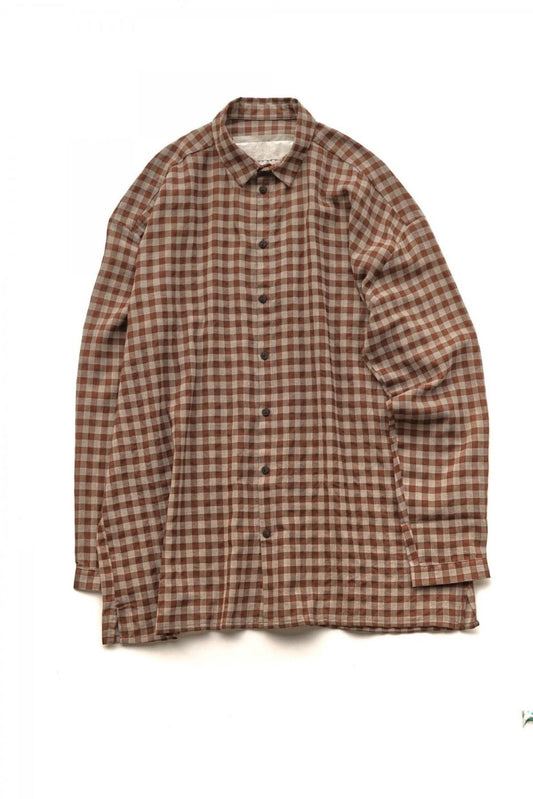 toogood - THE DRAUGHTSMAN SHIRT - WOOL COTTON CHECK - TAWNY