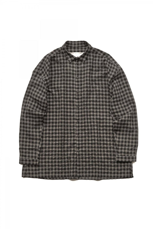 toogood - THE DRAUGHTSMAN SHIRT - WOOL COTTON CHECK - SMOKE