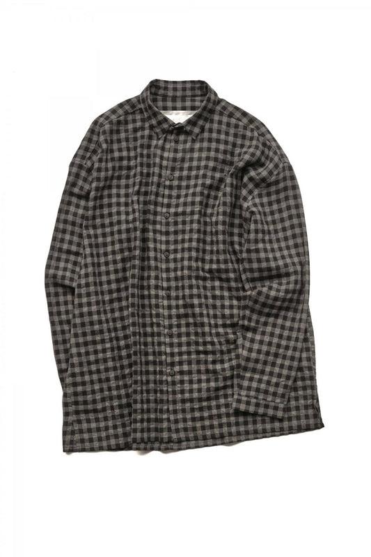 toogood - THE DRAUGHTSMAN SHIRT - WOOL COTTON CHECK - SMOKE