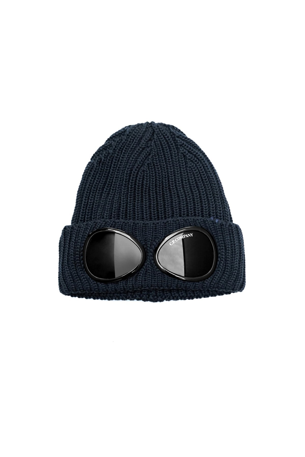 C.P. COMPANY - EXTRA FINE MERINO WOOL GOGGLE BEANIE - TOTAL ECLIPSE