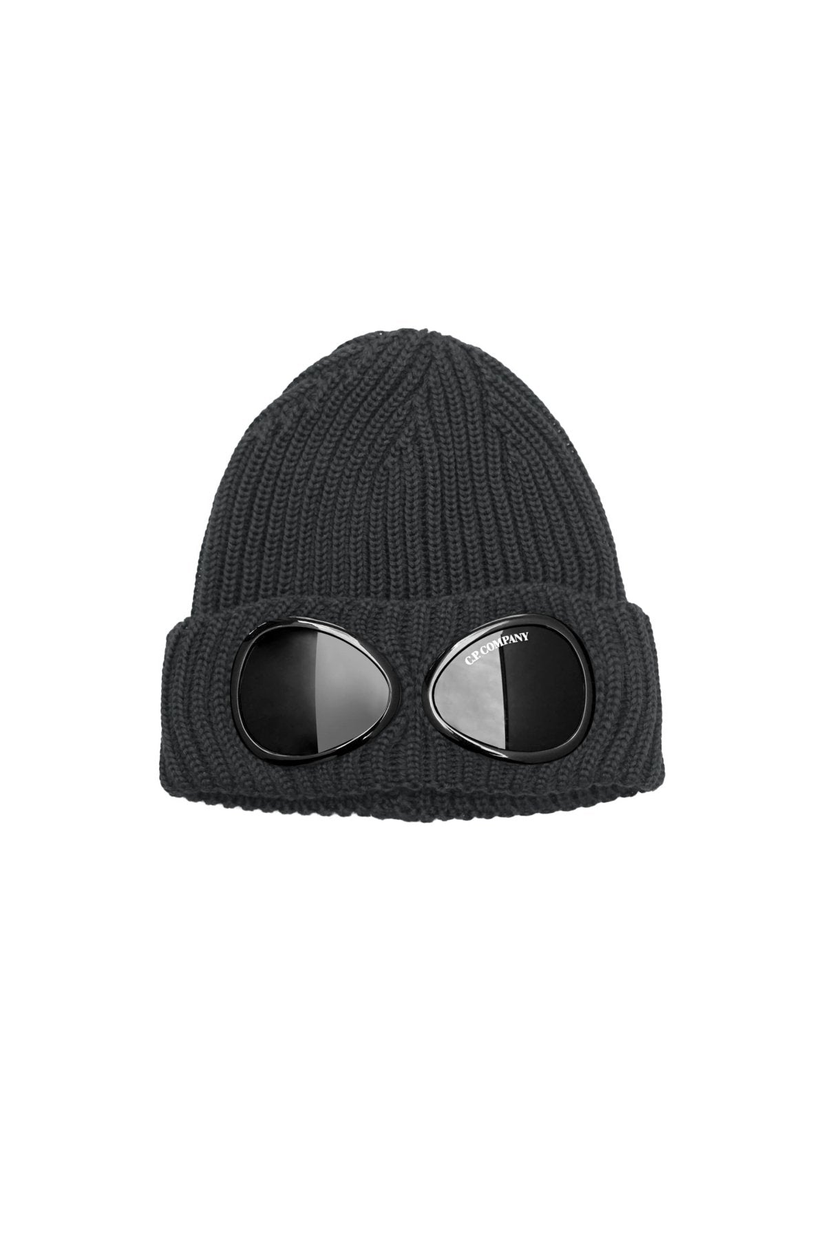 C.P. COMPANY - EXTRA FINE MERINO WOOL GOGGLE BEANIE - DARK FOG GREY