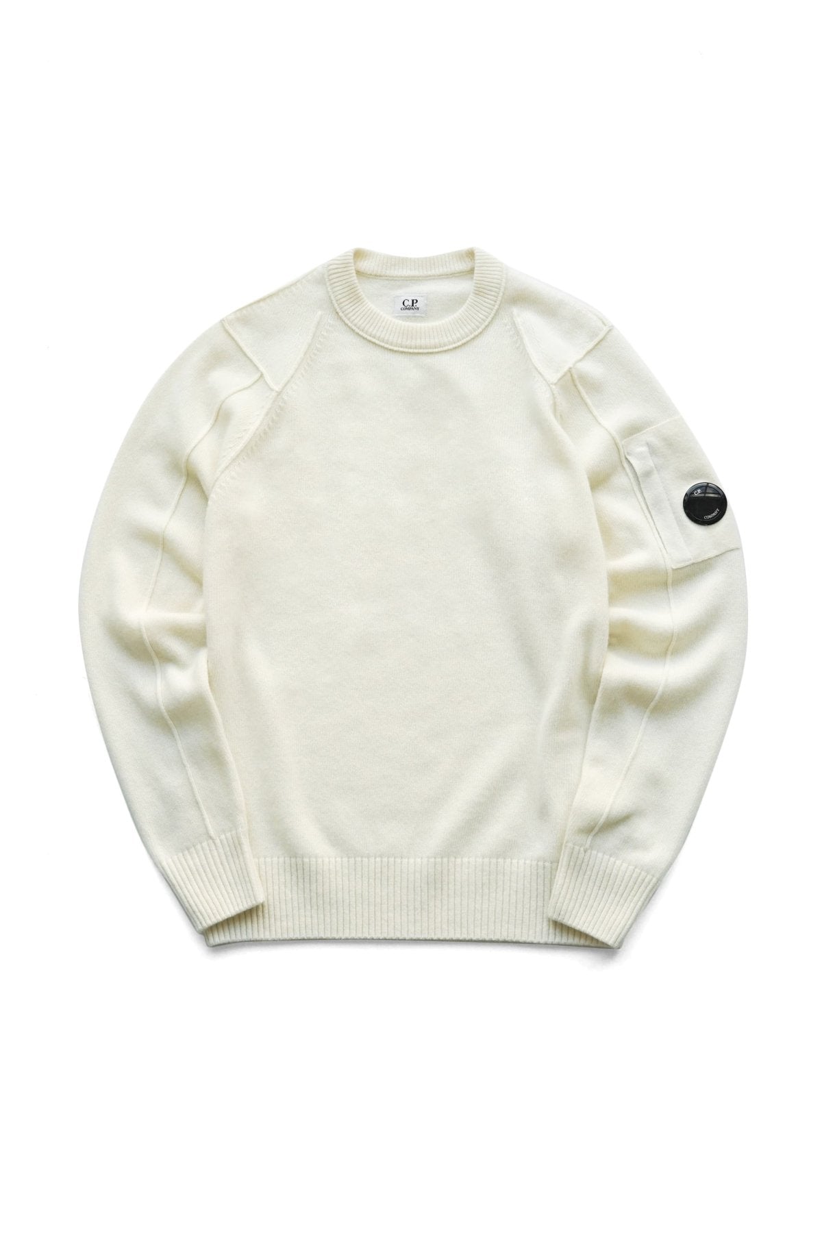 C.P. COMPANY - LAMBSWOOL JUMPER - GAUZE WHITE