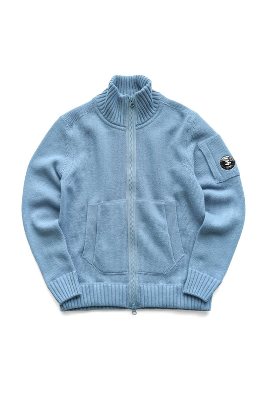 C.P. COMPANY - LAMBSWOOL ZIP CARDIGAN - INFINITY