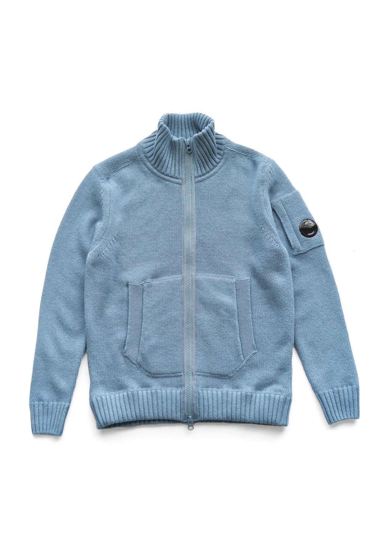 C.P. COMPANY - LAMBSWOOL ZIP CARDIGAN - INFINITY