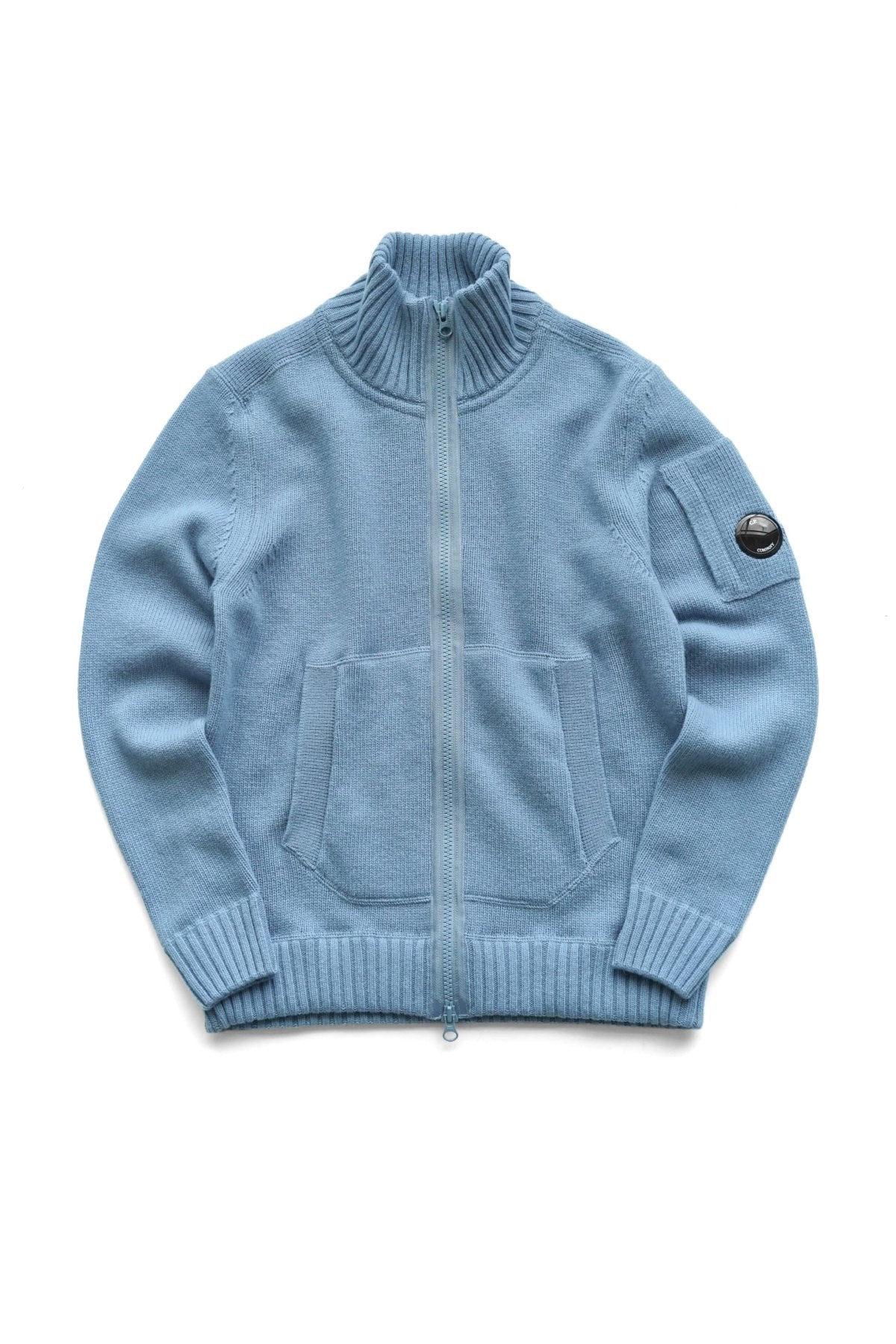 C.P. COMPANY - LAMBSWOOL ZIP CARDIGAN - INFINITY