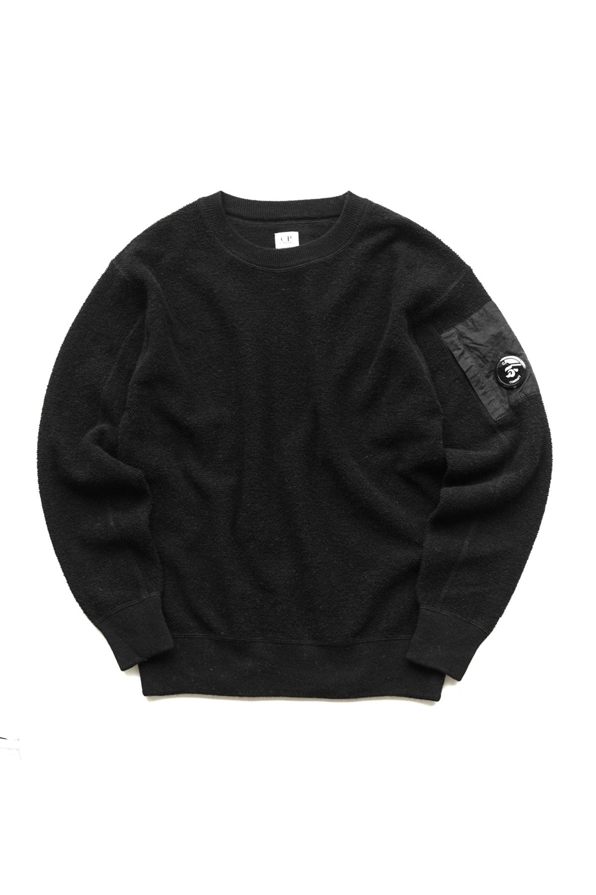 C.P. COMPANY - LAMBSWOOL MIXED SWEATER - BLACK