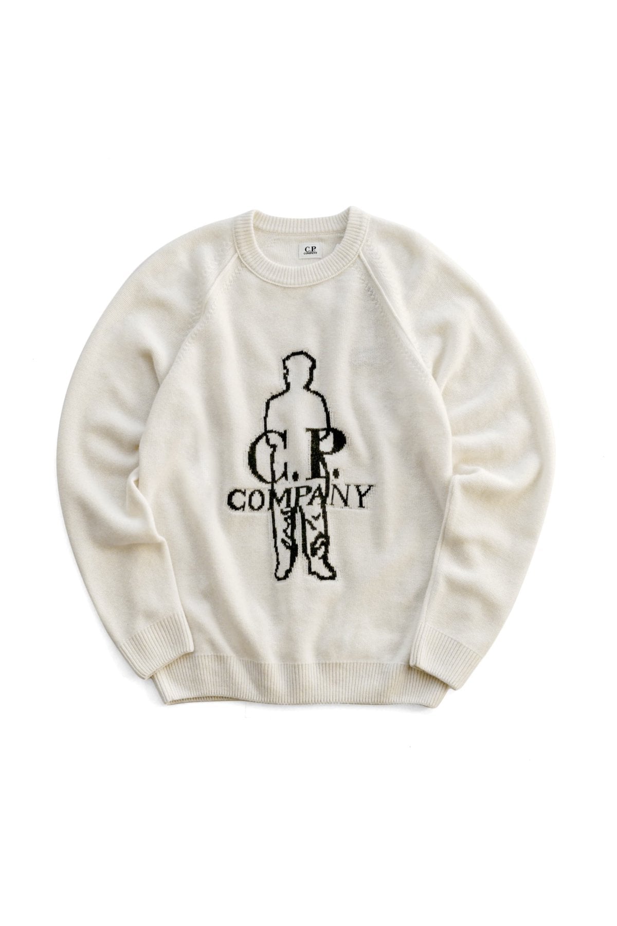 C.P. COMPANY - LAMBSWOOL JACQUARD SWEATER - GAUZE WHITE