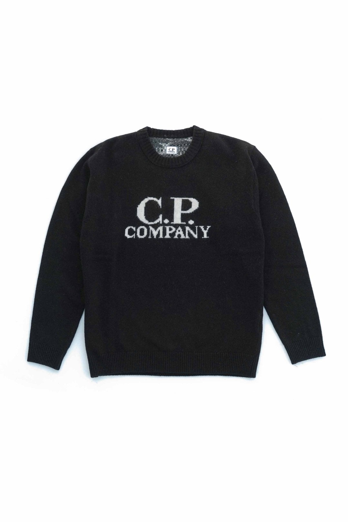 C.P. COMPANY - LAMBSWOOL JACQUARD GOGGLE SWEATER - BLACK