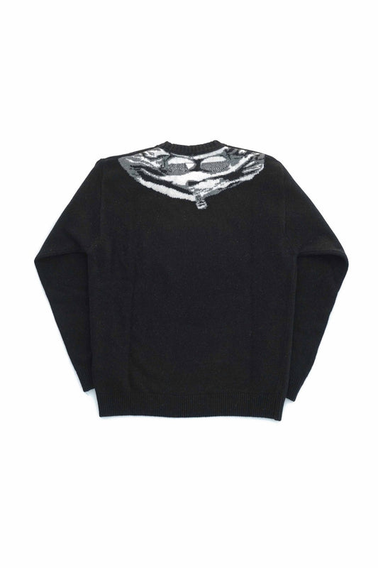 C.P. COMPANY - LAMBSWOOL JACQUARD GOGGLE SWEATER - BLACK