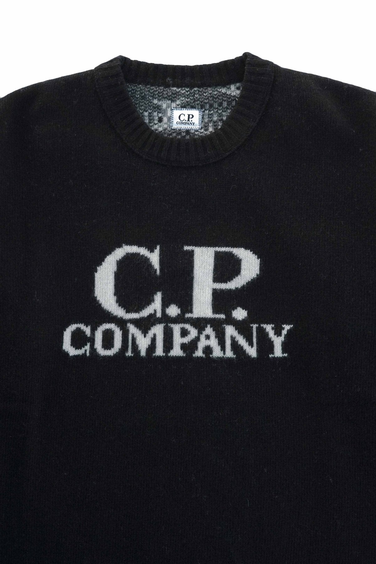 C.P. COMPANY - LAMBSWOOL JACQUARD GOGGLE SWEATER - BLACK