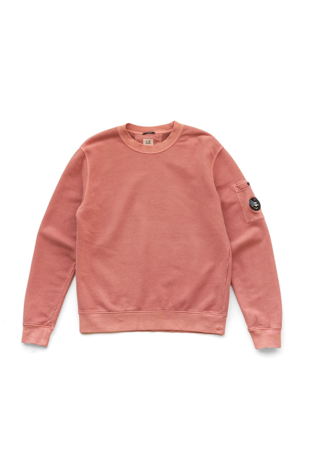 C.P. COMPANY - BRUSHED AND EMERIZED DIAGONAL FLEECE SWEATSHIRT - CEDAR WOOD