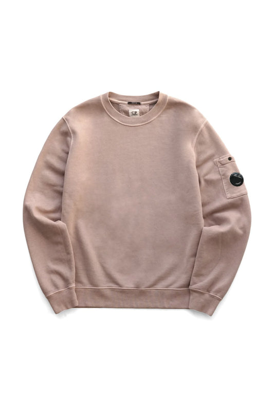 C.P. COMPANY - BRUSHED AND EMERIZED DIAGONAL FLEECE SWEATSHIRT - BARK