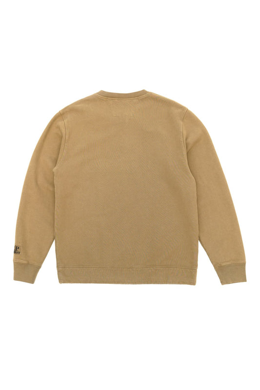 C.P. COMPANY - DIAGONAL FLEECE MIXED SWEATER - CUMIN