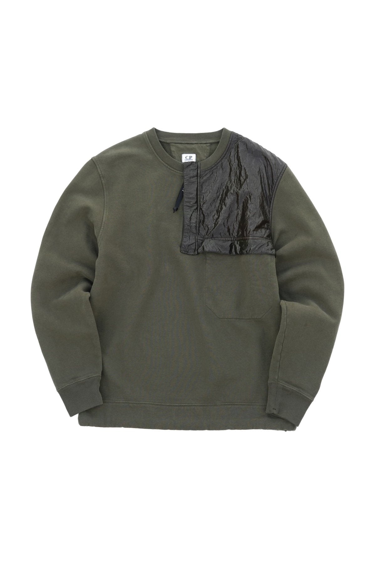 C.P. COMPANY - DIAGONAL FLEECE MIXED SWEATER - IVY GREEN