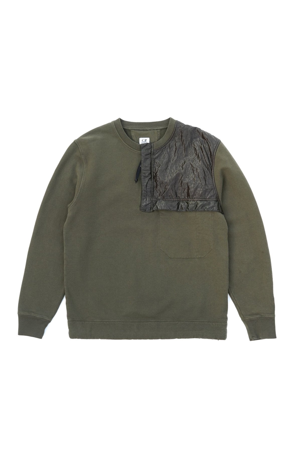 C.P. COMPANY - DIAGONAL FLEECE MIXED SWEATER - IVY GREEN