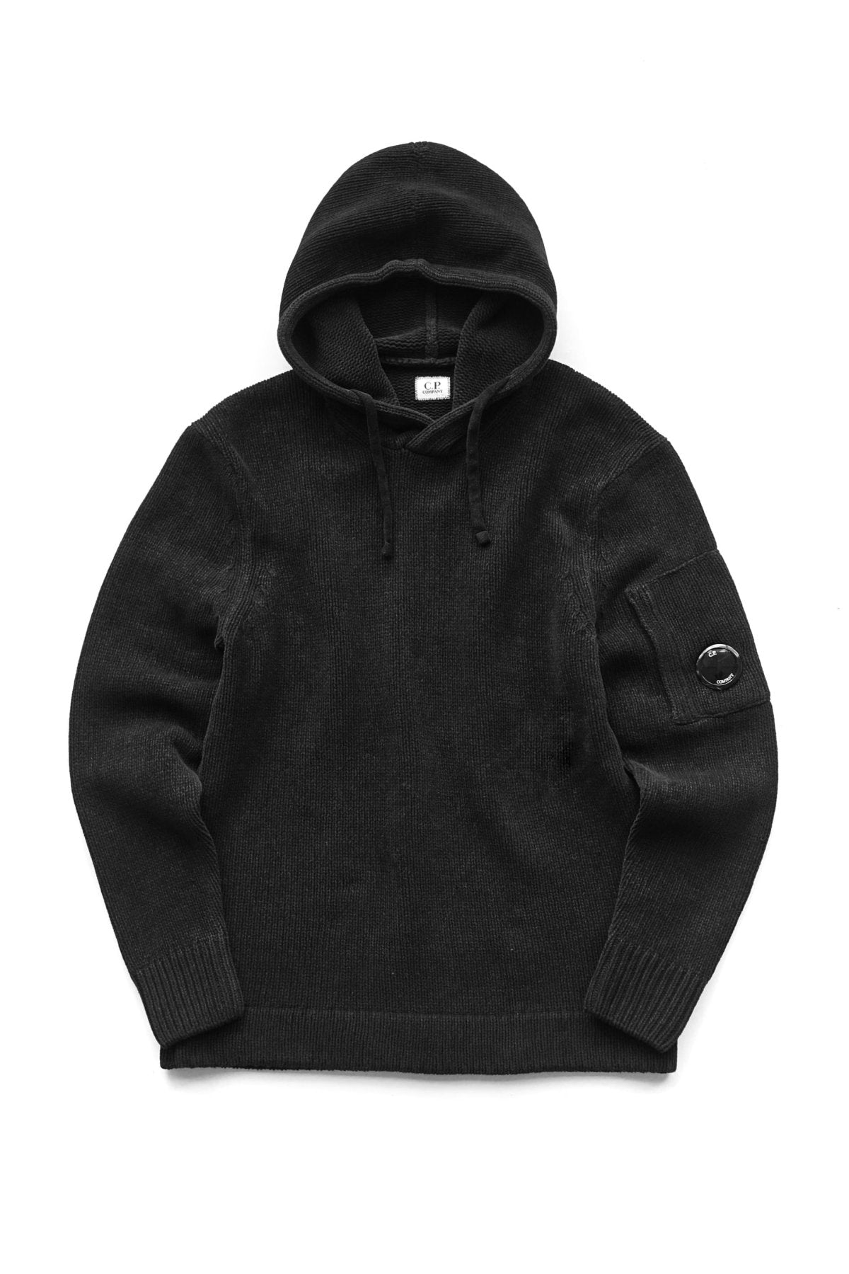 C.P. COMPANY - CHENILLE COTTON HOODIE - BLACK