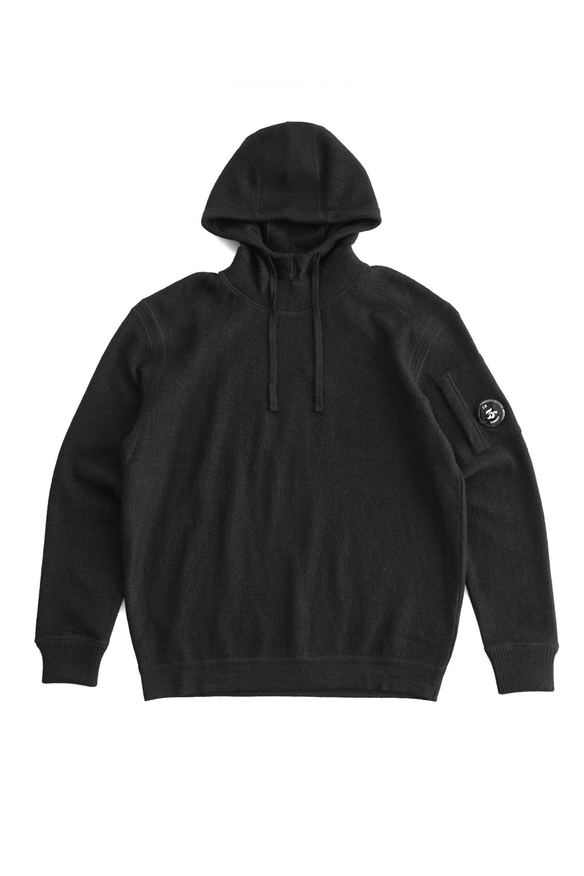 C.P. COMPANY - CHENILLE COTTON HOODIE - BLACK