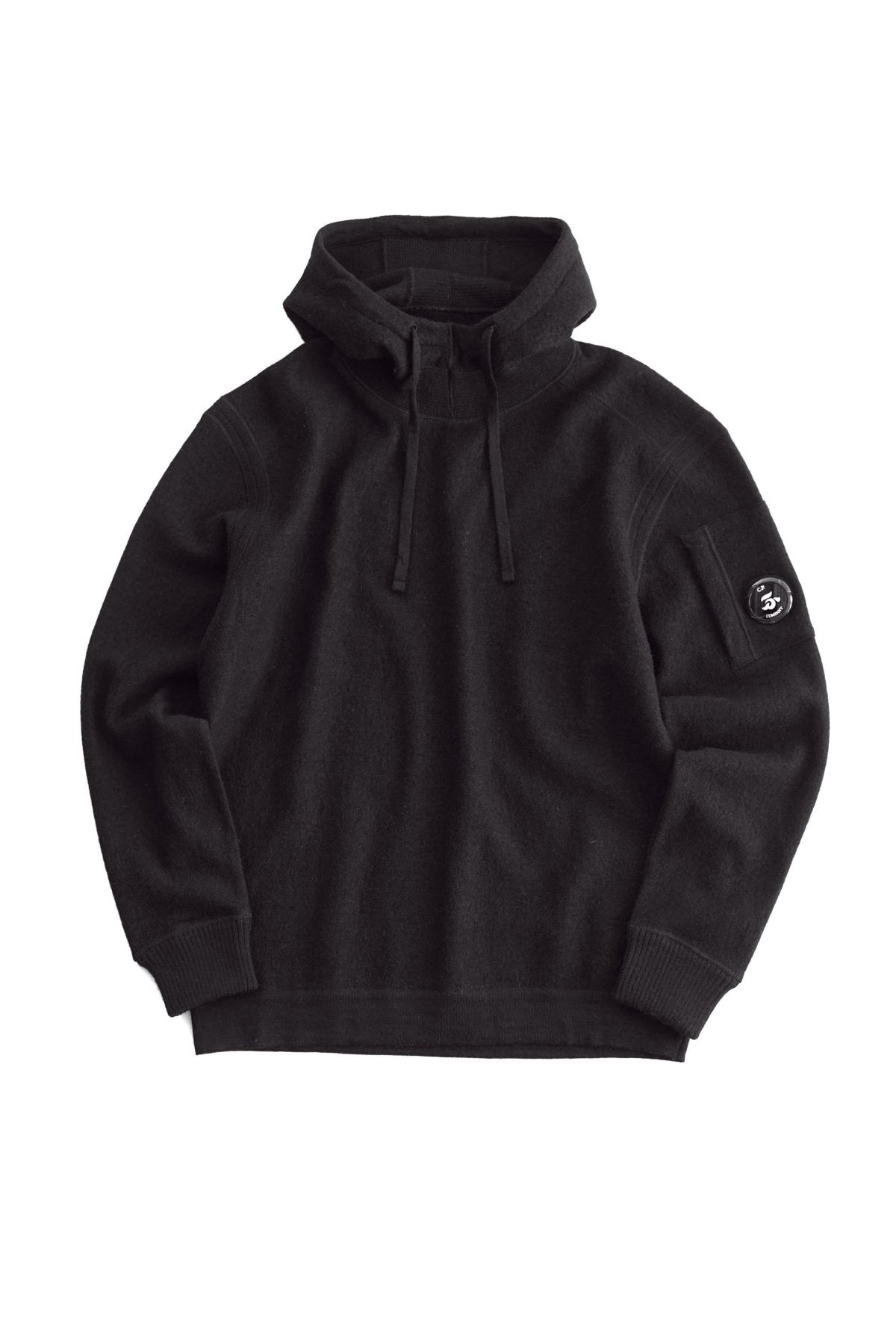 C.P. COMPANY - CHENILLE COTTON HOODIE - BLACK