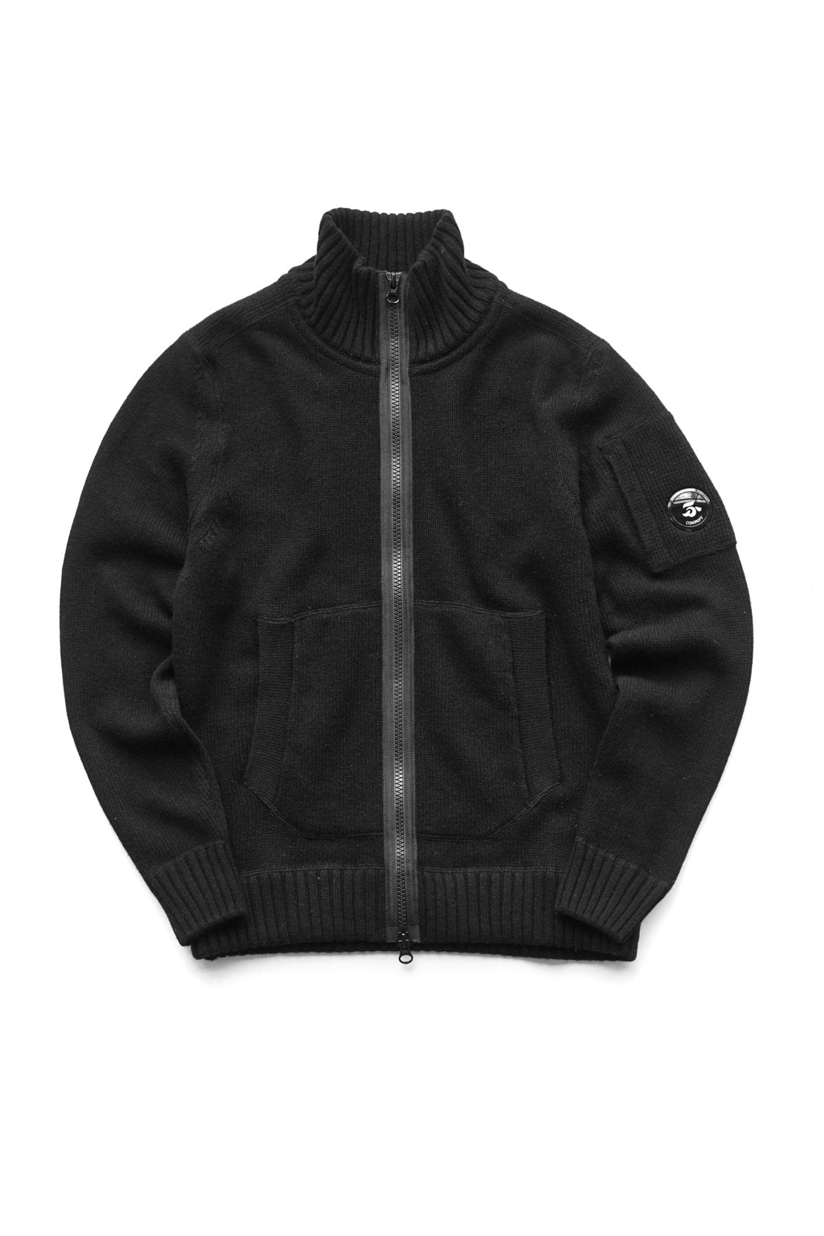 C.P. COMPANY - LAMBSWOOL ZIP CARDIGAN - BLACK