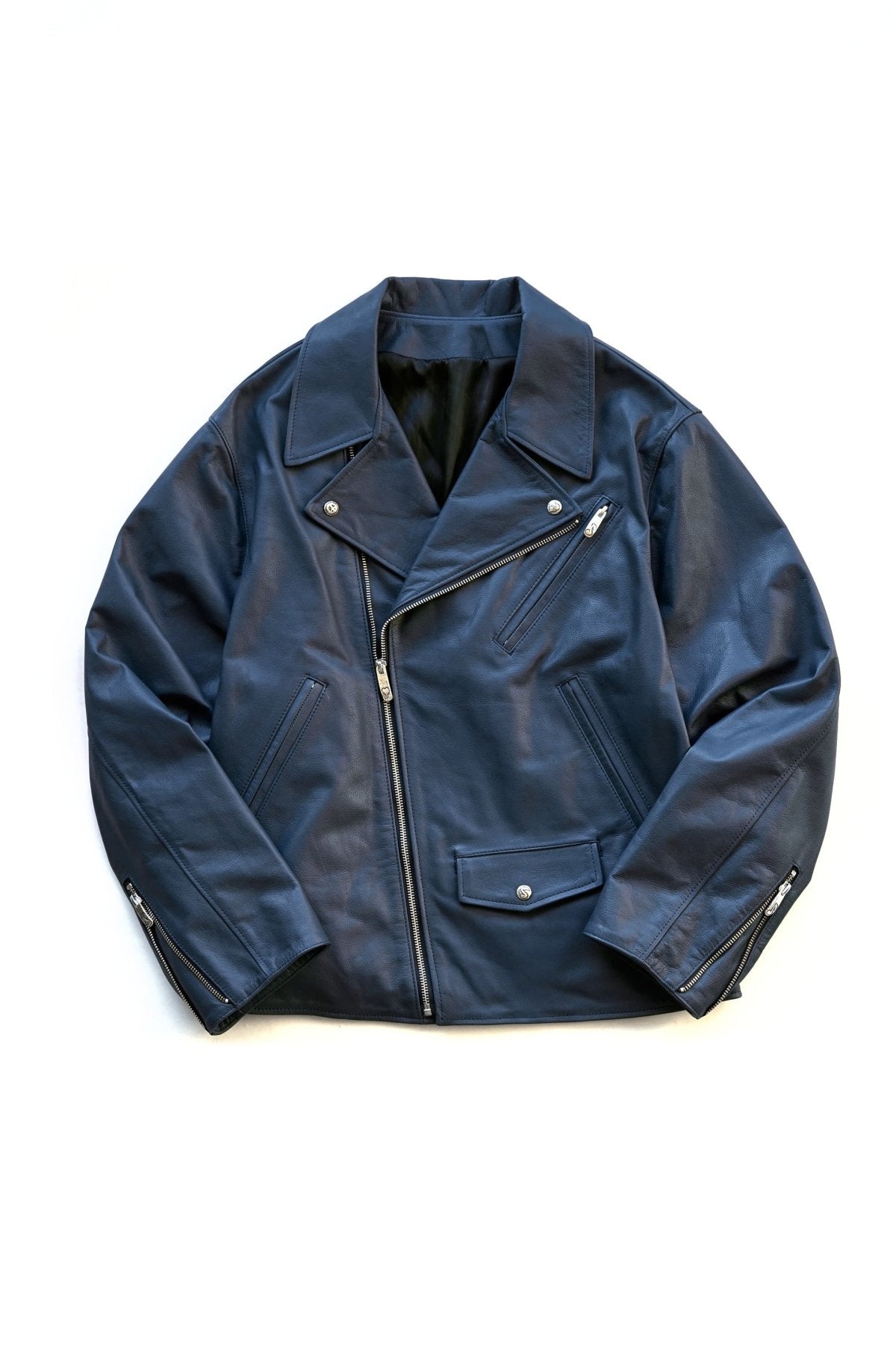 Porter Classic - PC RIDERS JACKET W/LOVE&PEACE SILVER - NAVY