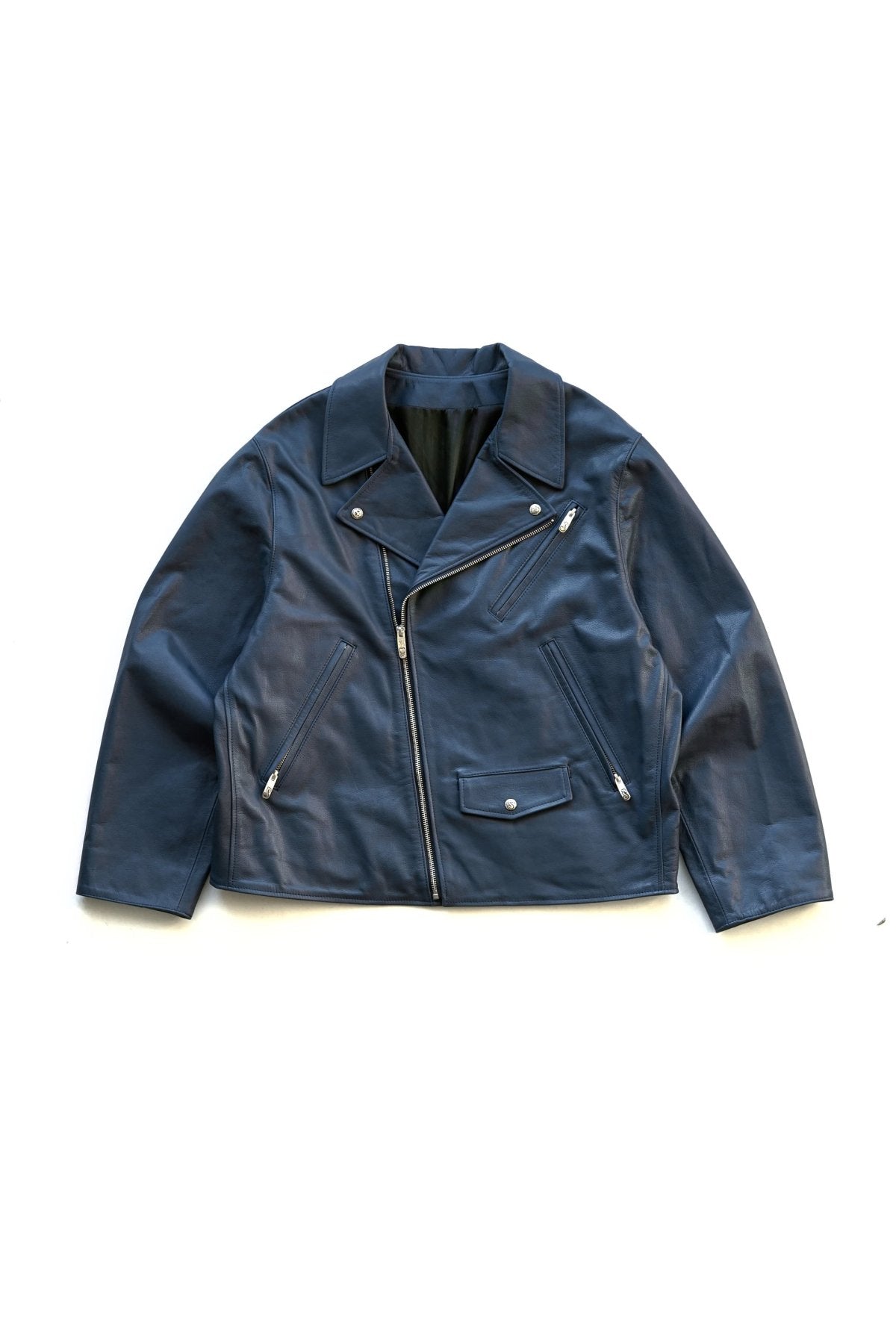 Porter Classic - PC RIDERS JACKET W/LOVE&PEACE SILVER - NAVY