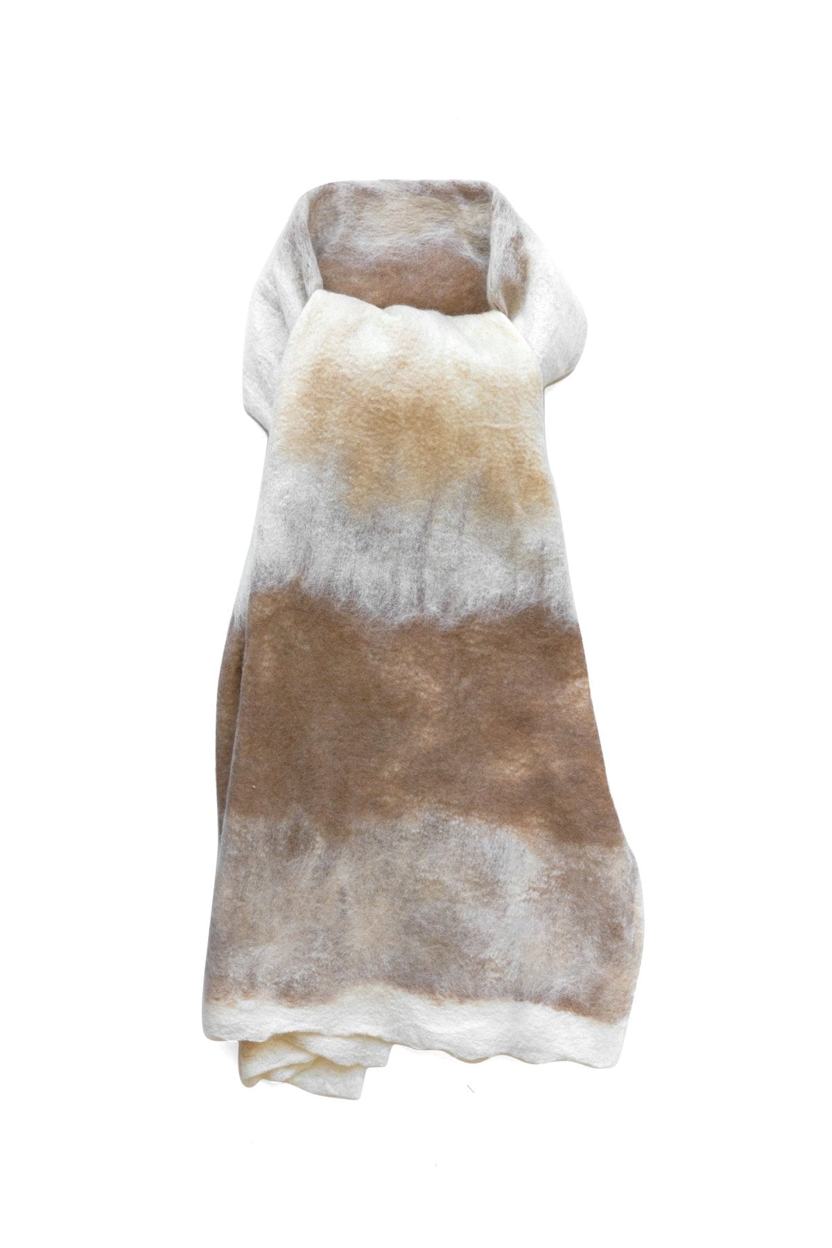 SILVANA MANETTI - CASHMERE WOOL STOLE - BARBARO WHITE/CAMEL No.36