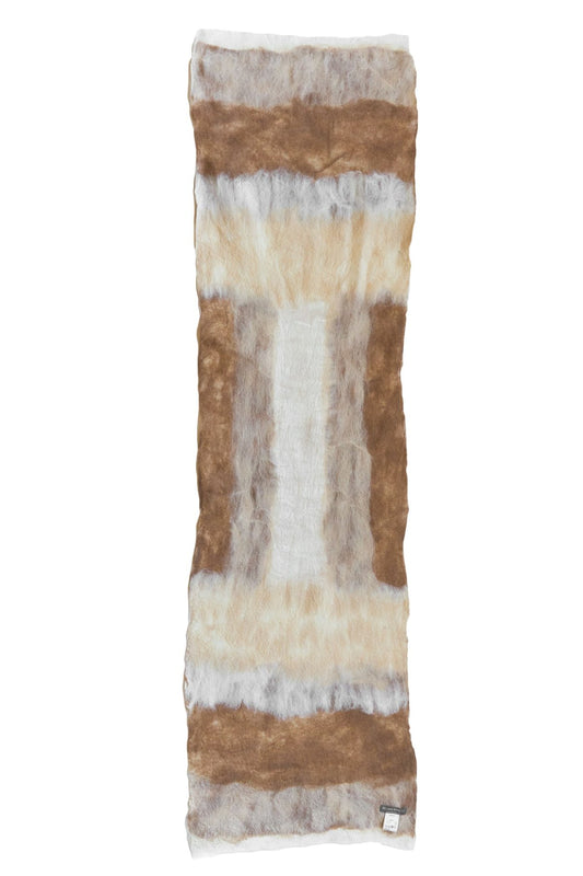 SILVANA MANETTI - CASHMERE WOOL STOLE - BARBARO WHITE/CAMEL No.36