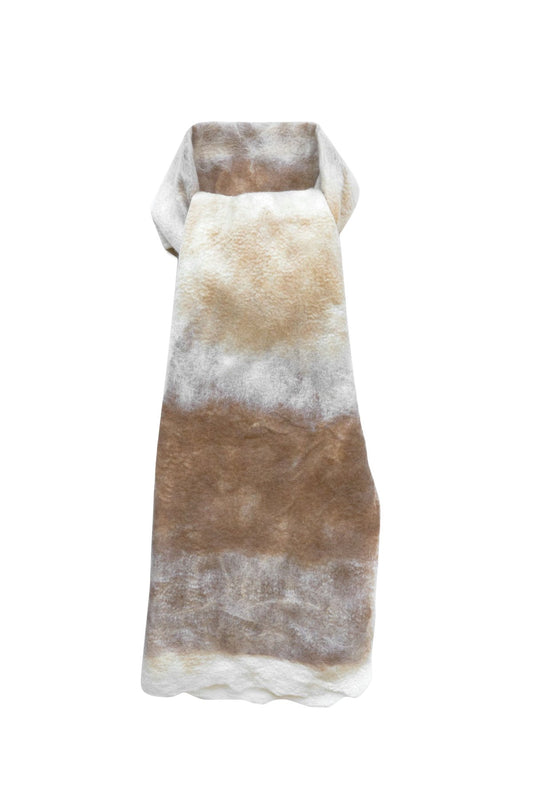 SILVANA MANETTI - CASHMERE WOOL STOLE - BARBARO WHITE/CAMEL No.37